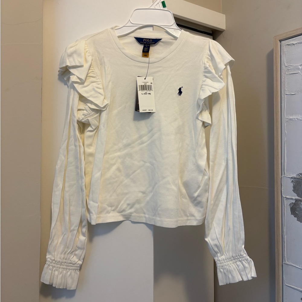 Girl Polo Ralph Lauren Ruffle Tee. New with Tags!